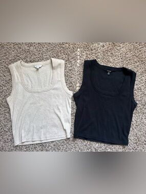 Tank Top Bundle - Black and Light Beige Cropped Tanks